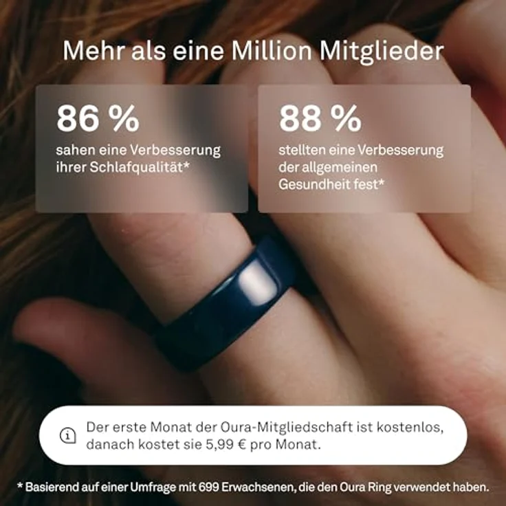 Oura Ring 4 Ceramic (Größe 13, Midnight), Smart Ring mit über 40 biometrischen Werten und 5–8 Tagen Akkulaufzeit, blau – Bild 7