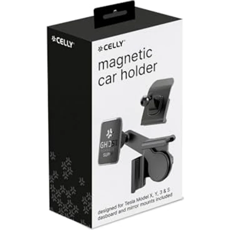 Celly Ghost Super Tesla, Magnetischer Smartphone Halter für Tesla-Fahrzeuge, Schwarz mit 360° drehbarem Arm und verstellbarem Schraubensystem – Bild 4