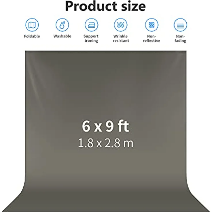 Neewer 6 x 9ft/1.8 x 2.8M Foto Studio 100% reine Musselin reduzierbaren Hintergrund für Fotografie, Video und Fernsehen(Grau) – Bild 2