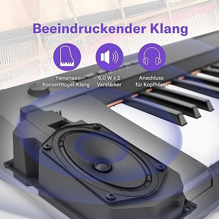 Yamaha Piaggero NP-15WH, Home-Keyboard mit 61 anschlagdynamischen Tasten, weiß, inkl. Netzteil und Notenhalter – Bild 3