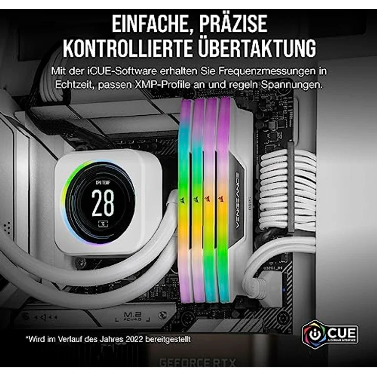 Corsair VENGEANCE RGB DDR5 RAM 32GB (2x16GB) 6400MHz CL36 Intel XMP iCUE Kompatibel Computer Speicher - Weiß (CMH32GX5M2B6400C36W) – Bild 5
