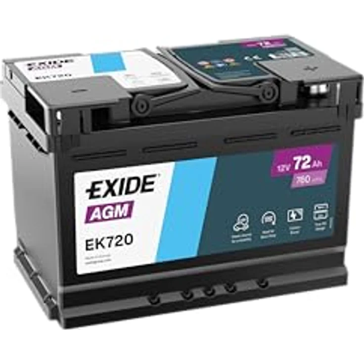 Exide EK720 Start-Stop AGM Autobatterie, 12V 72Ah 760A, auslaufsicher für Start-Stopp-Technologie – Bild 2