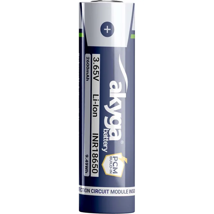 Akyga AKY2454, Li-Ion Akku INR18650 mit 3.6V, 2600mAh und PCM-Schutz