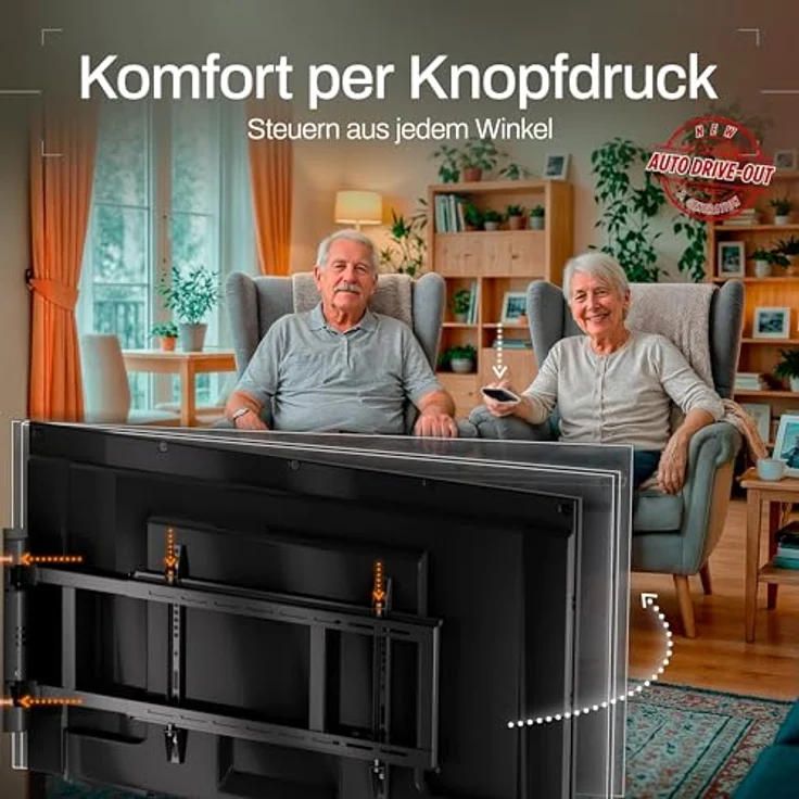 EasyLife Elektrische Schwenkbare TV-Wandhalterung mit Auto-Drive-Out, ultraschlank 56mm, leiser Motor, Anti-Kollisionssystem für 32–75 Zoll, VESA bis 600×400 und 50kg – Bild 5