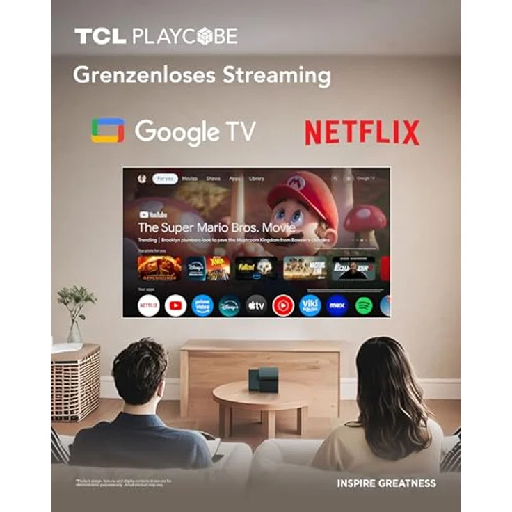 TCL PlayCube 1080P Full-HD DLP-Projektor, Tragbarer GTV-Projektor mit Netflix-Zertifizierung, 750 ISO-Lumen, 4K-Unterstützung, Schwarz – Bild 4