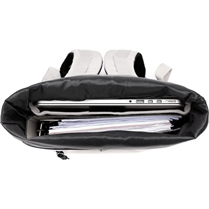 Roll-Top Rucksack Flach & Klein Daypack Alani - Leichter City-Rucksack - PET recycelt, wasserabweisend - mit herausnehmbarer Laptop-Hülle 14" Fahrrad-Rucksack Off-White – Bild 5
