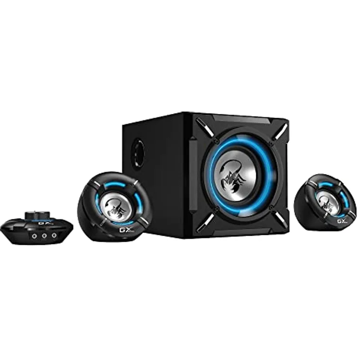 Genius Set 2.1 SW-G2.1 1000 Gaming System 2.1 Leistung 26 Watt RMS, PC-Lautsprecher mit blauer Hintergrundbeleuchtung