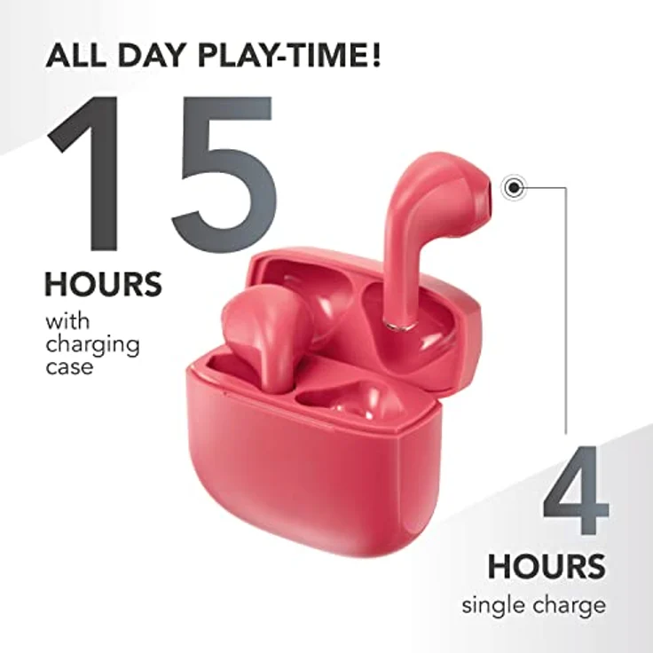 Music Sound Swag, Kabelloses Kapsel-Headset mit 20 Stunden Wiedergabezeit, Bluetooth, rose – Bild 4