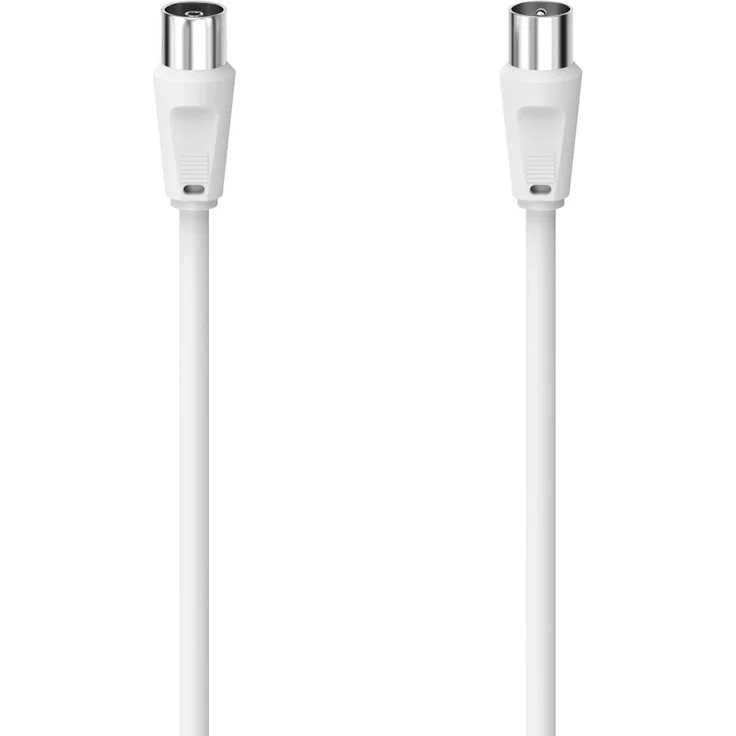 Hama Antennen-Kabel, Koax-Stecker - Koax-Kupplung, 5,0 m, 90 dB, Weiss, doppelte Abschirmung gegen elektromagnetische Störungen