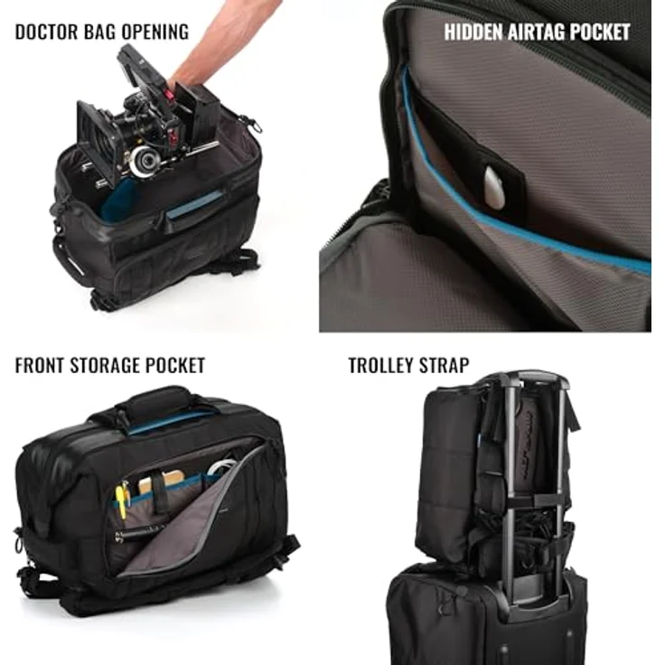 Tenba Cineluxe V2 Family, Schwarz, v2 Backpack 21, Kameratasche für professionelle Camcorder und Cinema-Kameras bis 46 cm, mit schneller Öffnung und Bluetooth-Tracker-Fach – Bild 4