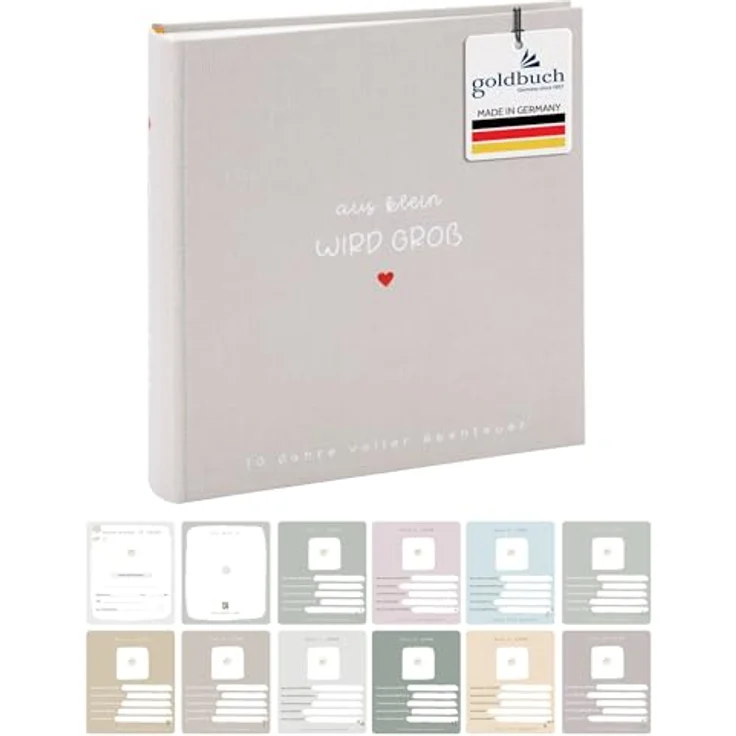 goldbuch 31 033 Fotoalbum Aus klein wird GROß, Sandgrau, Leinen Einband, 100 weiße Seiten, bis zu 600 Bilder, 30 x 31 x 6 cm – Bild 1