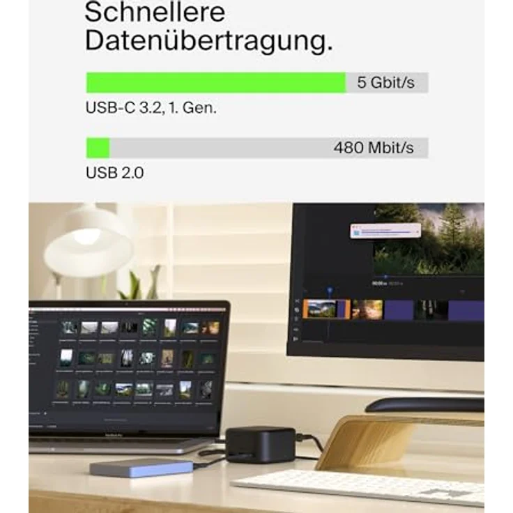 Belkin Connect USB-C-6-in-1-Core-GaN-Docking-Station (130 W), 96 W PD für Peripheriegeräte, USB-C, USB-A, Gigabit-Ethernet, HDMI-4K-Anschlüsse zum Gamen, für MacBook Pro, Windows-Laptops, Chromebook – Bild 4