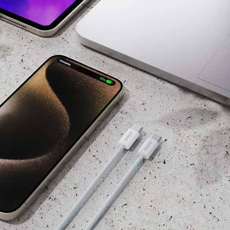 Dudao L6C USB-C auf USB-C Kabel, PD 30W, 1m, hellblau, langlebiges Kohlefasergeflecht – Bild 4