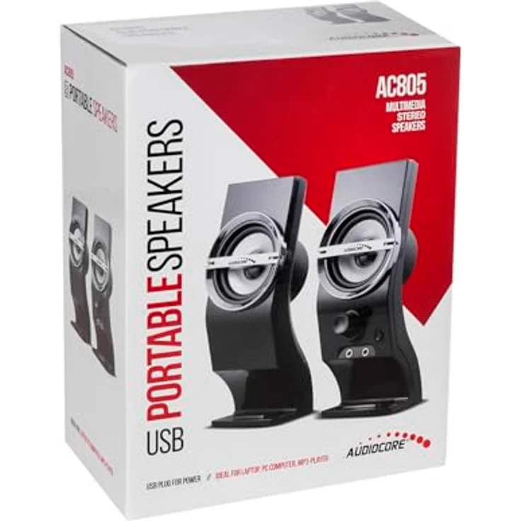 Audiocore AC805 Stereo-Lautsprecher 2.0 PC 6W RMS PC-Lautsprecher Boxen Notebook Kompakt Kopfhörereingang AUX – Bild 9