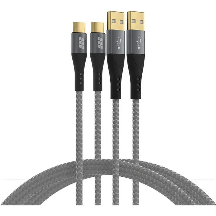 EFB USB-A auf USB-C Kabelset 60W QC 3A, 2x3m grau, zuverlässige Datenübertragung und Ladeleistung