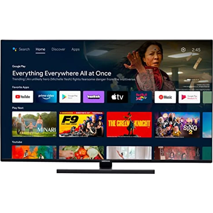 MEDION X14339 (MD 30059) 108 cm (43 Zoll) QLED Fernseher in Schwarz (Android TV, 4K Ultra HD, Dolby Vision HDR, Dolby Atmos, Netflix, Prime Video, Google Chromecast & Assistant) – Bild 1