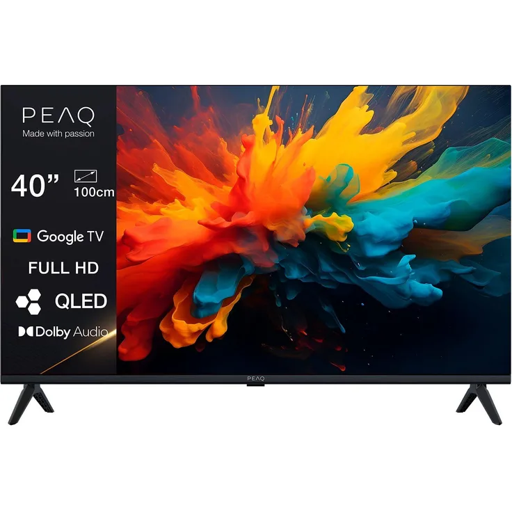 PEAQ PTV 40GQF-5026T, 40 Zoll Full HD QLED Smart TV mit WLAN, Bluetooth und Sprachsteuerung, schwarz