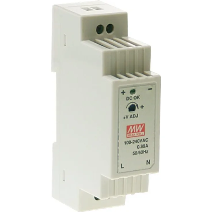 MeanWell DR-15, PC-Netzteil 15 Watt, Wechselstrom 115/230 V, DIN-Schienenmontage möglich
