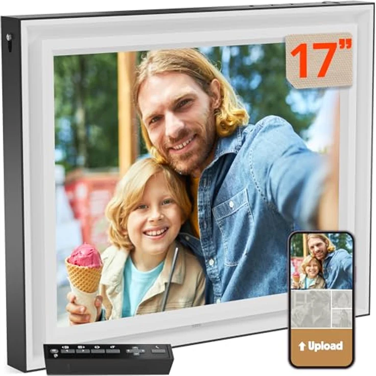 PixStar LUX Digitaler Bilderrahmen 17 Zoll, 16 GB Speicher, kostenloses Online-Konto, überarbeitete Benutzeroberfläche, elegantes Design – Bild 1
