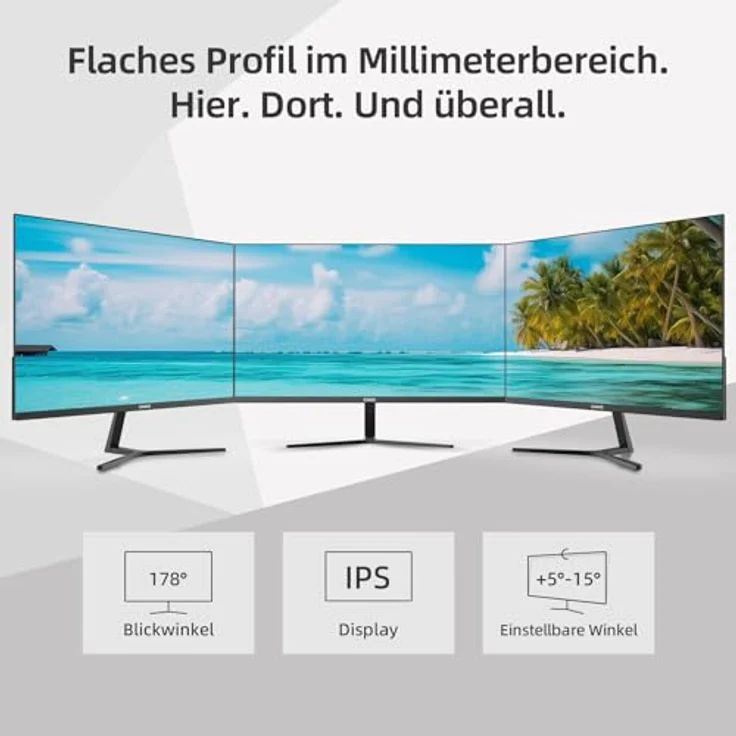 CHIQ Monitor 27 Zoll, FHD (1920 x 1080), IPS, 100 Hz, FreeSync, Ultradünn, integrierte Lautsprecher, HDMI, DP, VGA, Typ-C, VESA-Montage – Bild 2