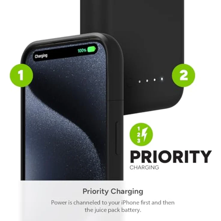 ZAGG mophie Juice Pack, Power Bank für iPhone 15, 2.400mAh Hülle mit Akku, 6-Fuß Fallschutz, schlankes Design, USB-C-Anschluss (Schwarz) – Bild 5
