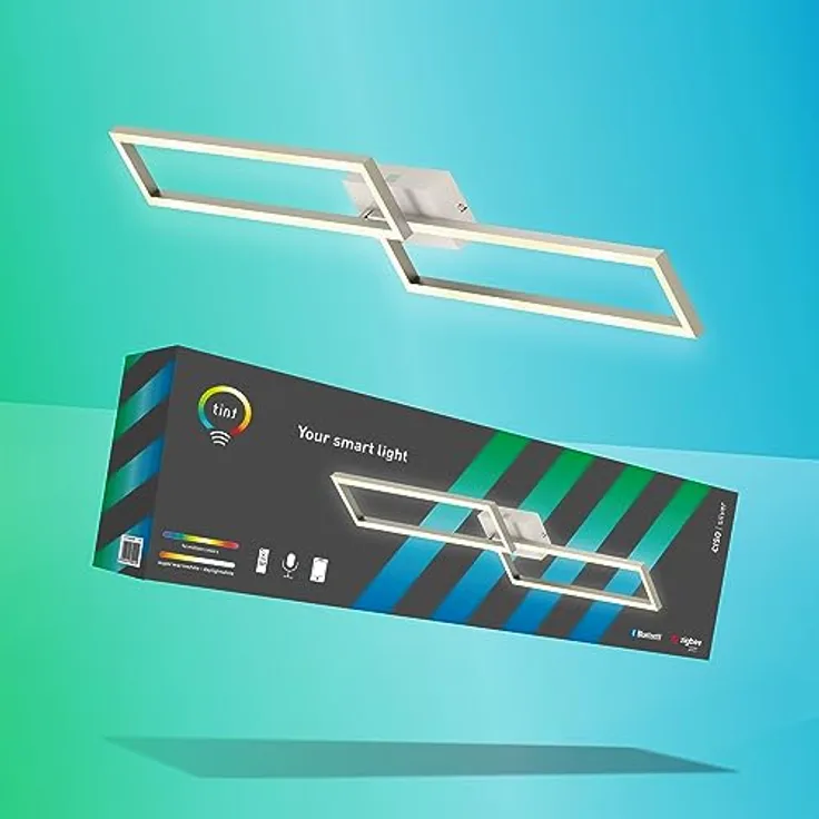 tint Smarte LED-Deckenleuchte Ciso silver – Dimmbare Beleuchtung mit weißem und farbigem RGB Licht, steuerbar per Alexa, Fernbedienung oder Bluetooth - Preisvergleich