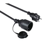 Hama Verlängerungskabel Outdoor (10 Meter, IP44, winterfest, Verlängerungskabel außen, Kabelverlängerung, Stromkabel, Schuko Stecker, Elektrokabel für Außenbereich, Balkon, Terrasse, Garten) schwarz