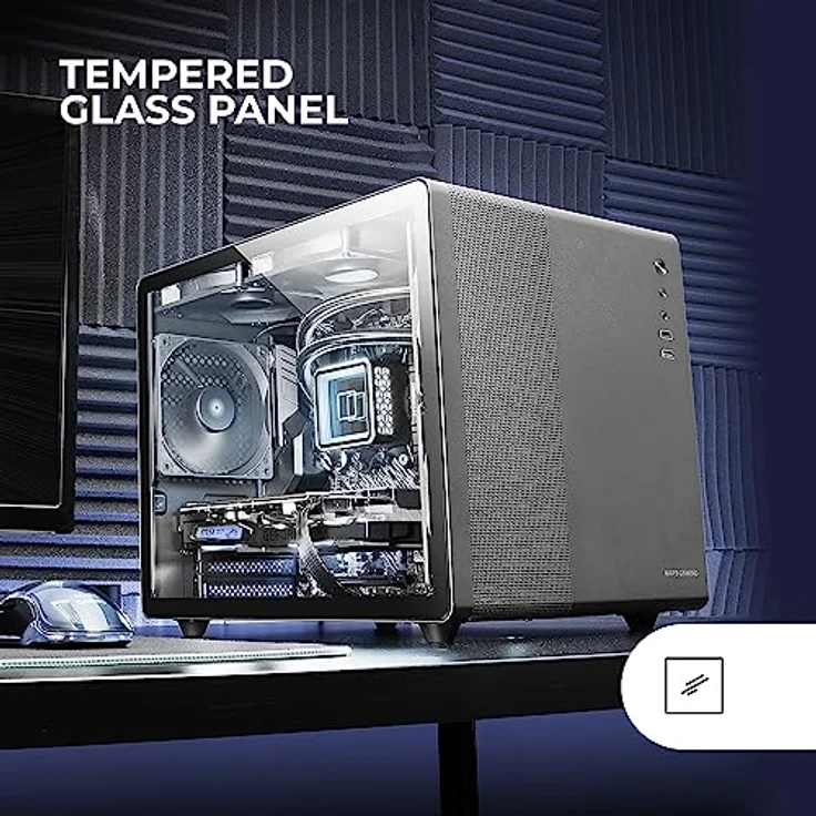 Mars Gaming MC-MPRO Schwarz, Kompaktes Micro-ATX-Gehäuse mit Vollem Seitenfenster aus Gehärtetem Glas, 3x 120mm Lüfter und Vollem Mesh-Seitenteil – Bild 4