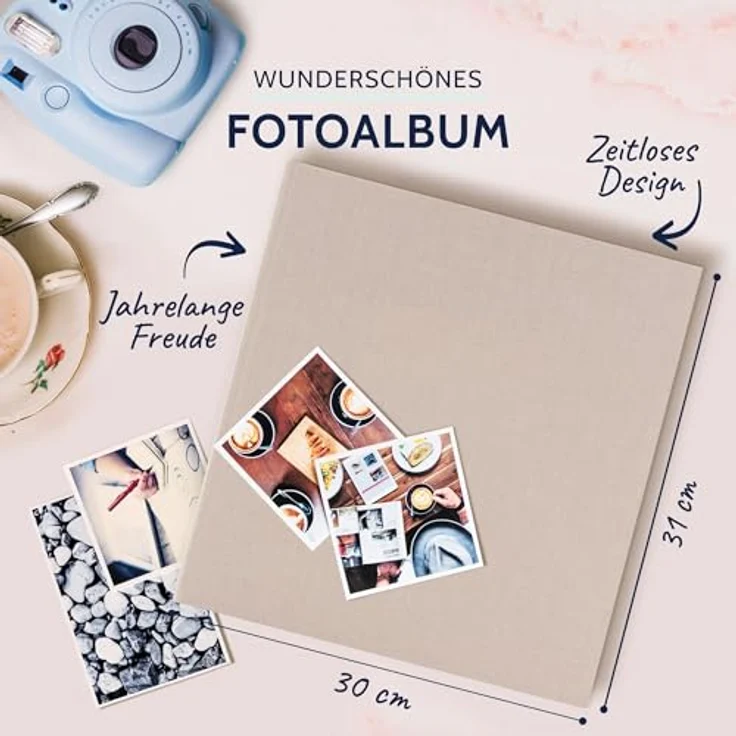 goldbuch Fotoalbum Summertime Trend 2 mit 100 weißen Seiten mit Pergamin-Trennblättern und Leineneinband, für bis zu 600 Bilder, 31605, Hochwertiges Papier, Beige, 30 x 31 cm – Bild 2