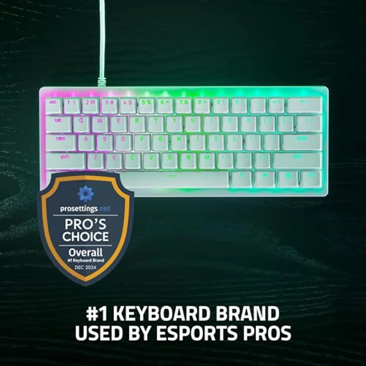 Razer Huntsman V3 Pro Mini, analoge optische E-Sport Tastatur im 60% Format mit Snap Tap, Rapid Trigger, Doubleshot-PBT-Tastenkappen und US-Layout | Weiß – Bild 2