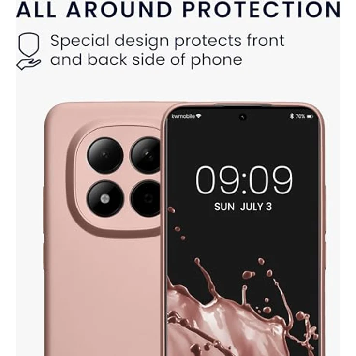 kwmobile Handyhülle für Xiaomi Redmi Note 15 Pro+ 5G / Poco M8 Pro 5G, weiche Silikon Case in Metallic Rosegold, rutschfest und reißfest mit präzisen Kameralöchern – Bild 5