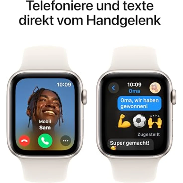 Apple Watch SE (2. Generation) GPS 44 mm Smartwatch mit Aluminiumgehäuse in Polarstern und Sportarmband in Polarstern (S/M) - Fitness und Schlaftracker, Unfallerkennung, Herzfrequenzmesser – Bild 4