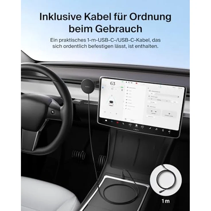 Belkin Magn.kabelloses Kfz-Ladegerät Qi2 WIC013hqBK mit Halterung, 15 W, Wireless Charger, Schwarz – Bild 7