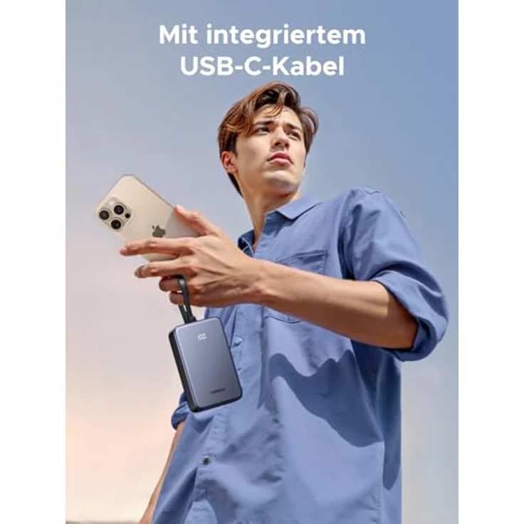 UGREEN Power Bank 20000mAh 22.5W, Powerbank mit integriertem USB-C Kabel, 1 USB-C, 1 USB-A, kompatibel mit iPhone 16 Pro/Pro Max/16/15/14 und Galaxy S24 Ultra – Bild 3