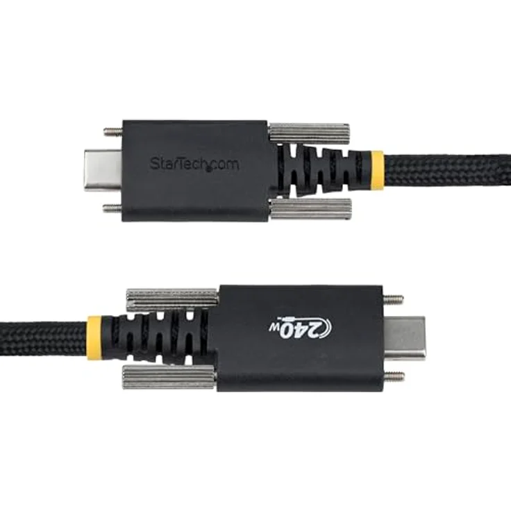 StarTech.com 3m USB-C-Ladekabel, Schraubensicherung, 240W (5A) PD EPR, Laptop-Ladekabel Nylon Geflochten, Schwarz – Bild 4