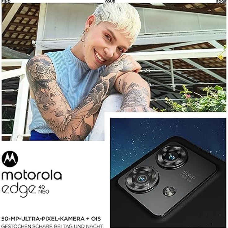 Motorola edge40 neo Smartphone (6,55"-FHD+-Display, 50-MP-Kamera, 12/256 GB, 5000 mAh, Android 13) Black Beauty – Bild 4