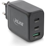 InLine USB PD Netzteil 65W GaN mit 2x USB-C und 1x USB-A, Schwarz