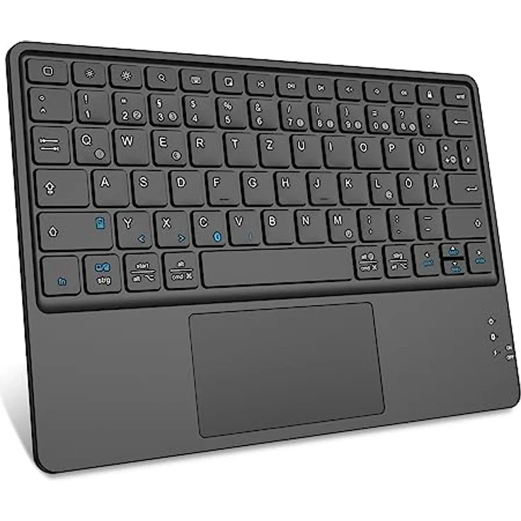 FINTIE Kabellose Bluetooth Tastatur mit Touchpad, Tablet Tastatur Deutsch Layout für iPad, Samsung Tablets, iOS, Android-Tablets, ultradünn, Schwarz – Bild 1