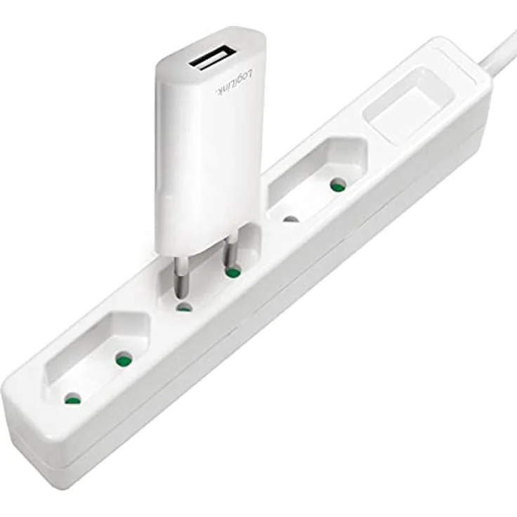 LogiLink LPS229 3-fach Steckdosenleiste (Eurobuchse - E 7-16) mit Kindersicherung Weiß – Bild 2