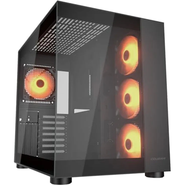 COUGAR Gaming Gehäuse PC Midi Tower Schwarz, ATX/Micro-ATX/Mini-ITX mit ARGB-Beleuchtung und optimierter Kühlung