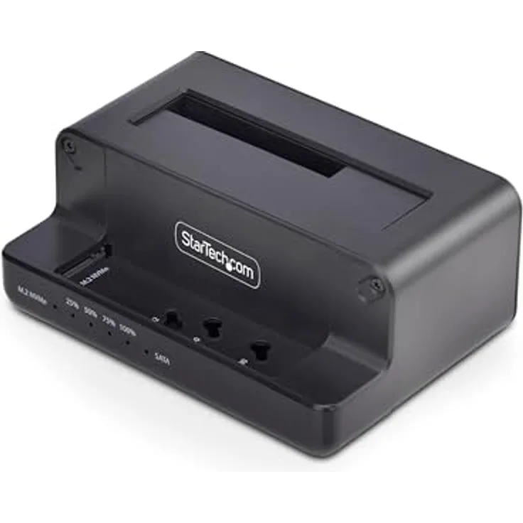StarTech.com NVMe M.2 auf 2,5-3,5" SATA HDD Duplikator, bidirektionales Klonen bis 27GB/min, USB 3.2 Dock, kompatibel mit M.2 NVMe und SATA, kompakt