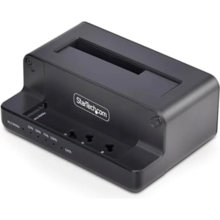 StarTech.com NVMe M.2 auf 2,5-3,5" SATA HDD Duplikator, bidirektionales Klonen bis 27GB/min, USB 3.2 Dock, kompatibel mit M.2 NVMe und SATA, kompakt – Bild 1