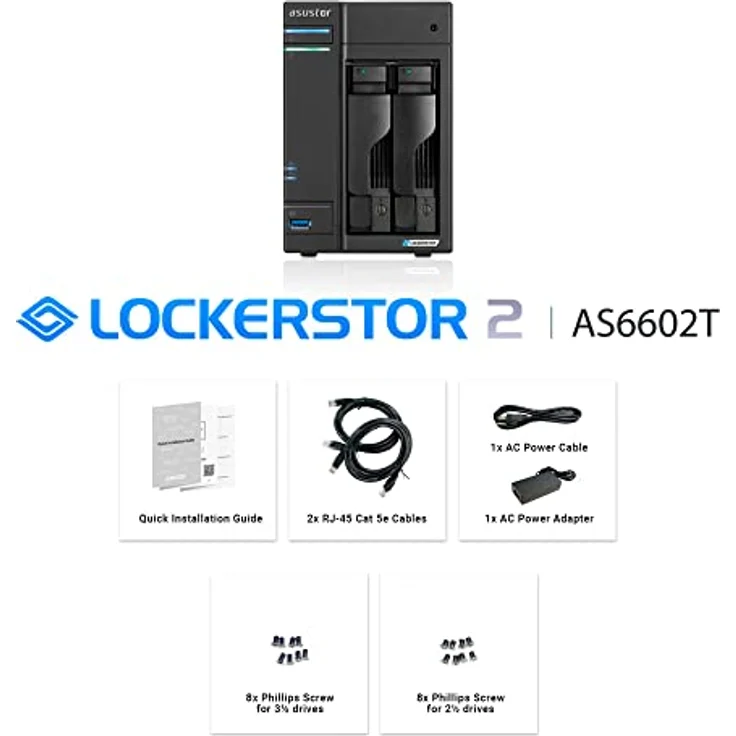 Asustor NAS AS6602T 0/2HDD/SSD (2.5/3.5 SATA III) (90-AS6602T00-MD30) – Bild 5