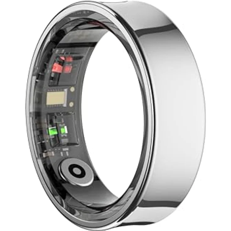 Blaupunkt Smart Ring V2, Edelstahl Fitness- & Gesundheitsring mit Schritte, Schlaf, Puls, Blutsauerstoff, IP68, für Android und iOS, Silber, Größe 8 – Bild 1