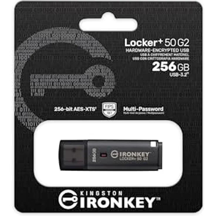Kingston IronKey 256GB Locker Plus 50 G2, FIPS 197-Zertifiziert, AES-256-Bit-Verschlüsselung, USB Typ-A, Metallgehäuse – Bild 4