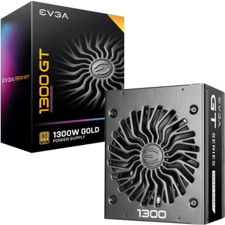 EVGA Supernova 1300 GT, 80 Plus Gold 1300W, Fully Modular, Eco Mode with FDB Fan, 10 Year Warranty, Includes Power ON Self Tester, Compact 180mm Size, Power Supply 220-GT-1300-X2 (EU), Black
