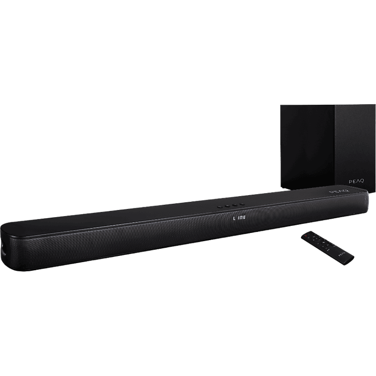 PEAQ PEB 120 2.1, Soundbar mit kraftvollem 2.1 Surround-Sound, Schwarz matt