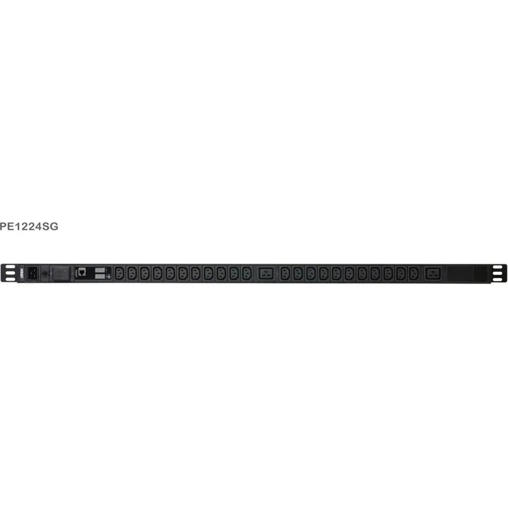 Aten PE1224SG 0U Basis PDU mit Messfunktion und Überspannungsschutz Steckdosenleiste, rackmontierbares 1U-Design, Überspannungsschutz, 3-stellige 7-Segment-Bildschirme