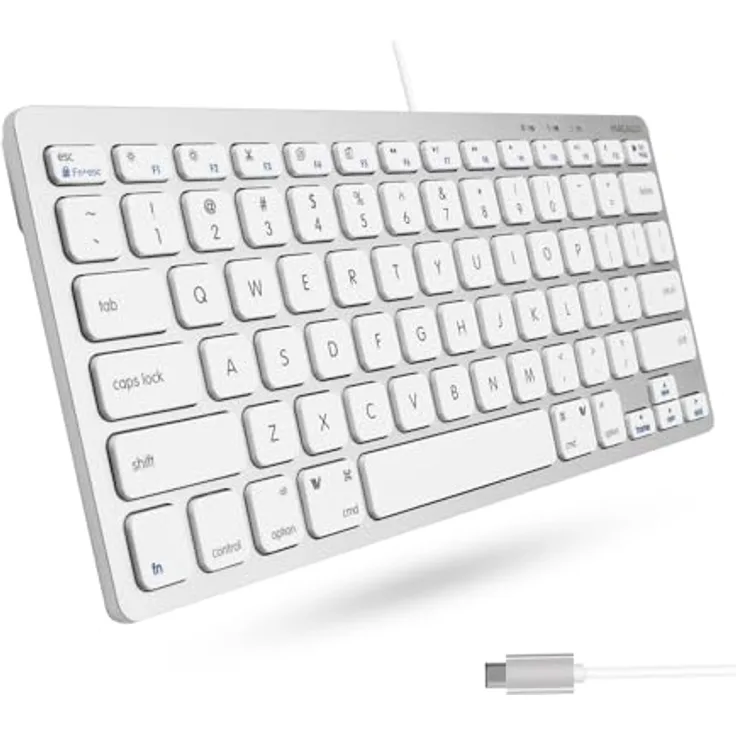 Macally UCSLIMKEYCA, kompakte USB-C-Tastatur für Mac mit 78 Tasten, US QWERTY Layout