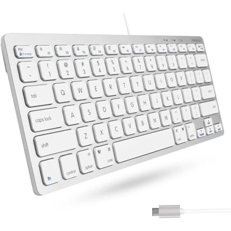 Macally UCSLIMKEYCA, kompakte USB-C-Tastatur für Mac mit 78 Tasten, US QWERTY Layout – Bild 1